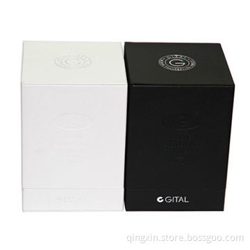 Leather Gift Box with Lid, Luxury Leather, Silver Foil on Top, Embossing for Customer's Logo